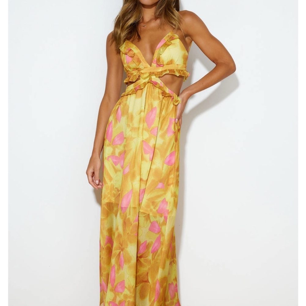 Hello Molly Yellow and Pink Maxi Dress